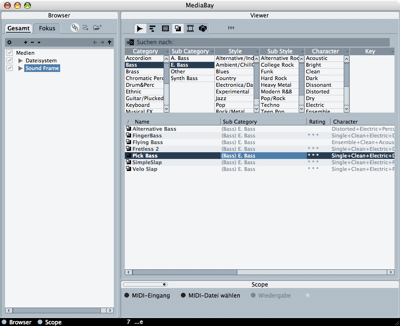 Mediabay in Cubase Essential 4