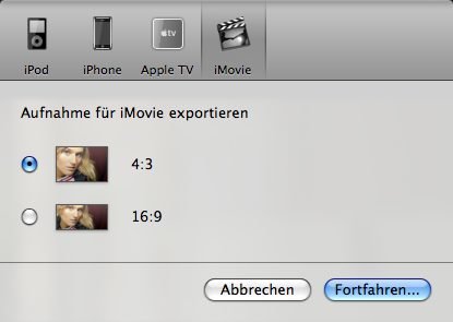 The Tube Export-Einstellungen