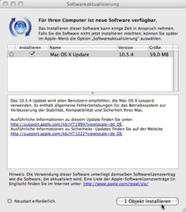 Mac OS X 10.4.5 Updatemeldung