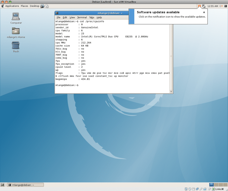 Debian Linux in VirtualBox