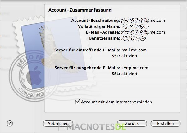 Apple SMTP-Server für Me.com eingerichtet