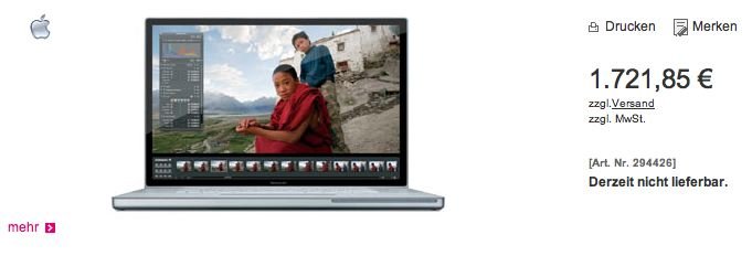 MacBook Pro im Shop von T-Systems