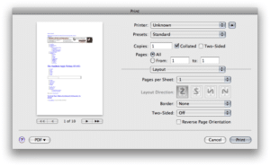 Erweiterter Druckdialog in Mac OS X