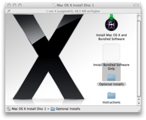 Xcode ist auf Mac-OS-X-DVDs im Ordner Optional Installs
