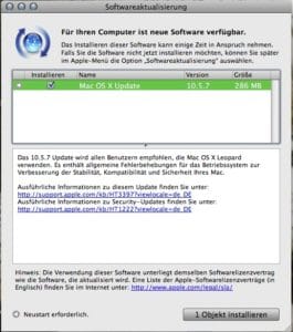 Mac OS X 10.5.7 - Updatemeldung