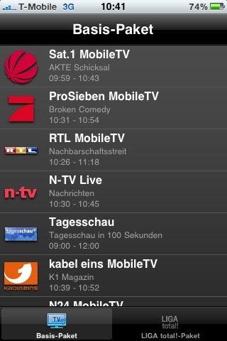 MobileTV - Senderliste