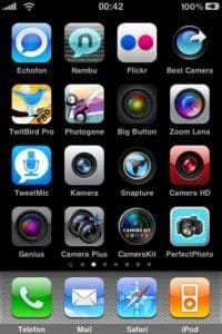 Homescreen mit Kamera-Apps