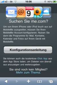 MobileMe in Safari auf dem iPhone