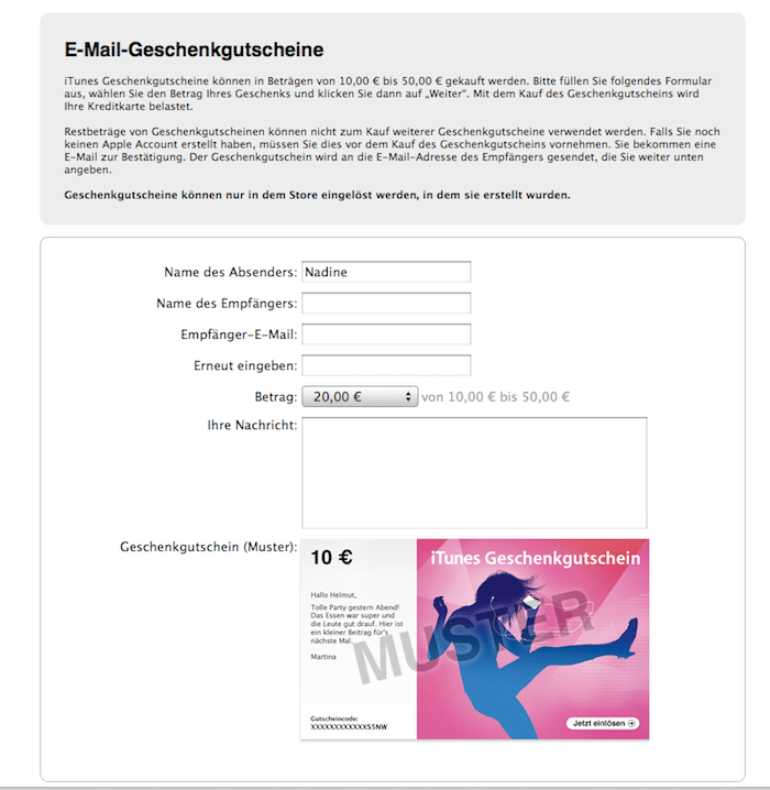 iTunes-Gutscheine im iTunes Store kaufen