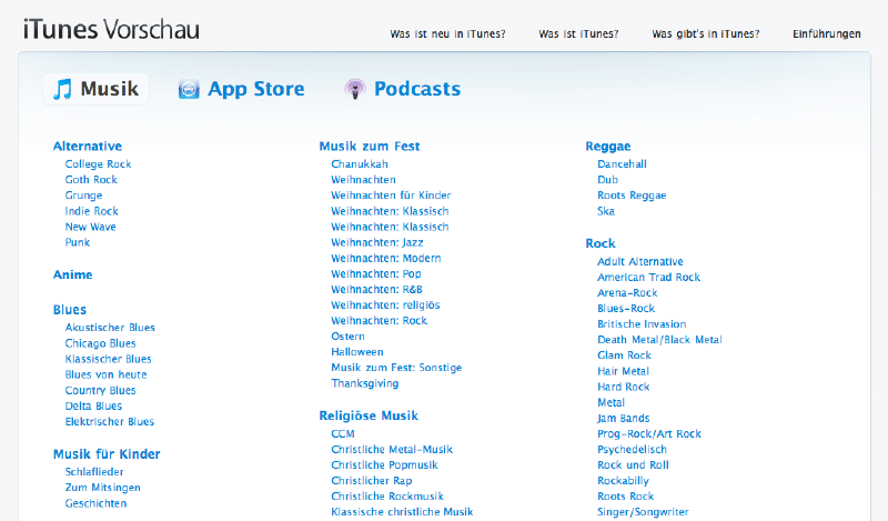 iTunes Vorschau im Web