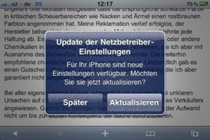 Update für iPhone-Netzbetreibereinstellungen