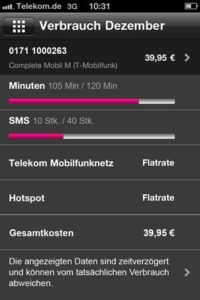 Telekom Kundencenter - Datenverbrauch