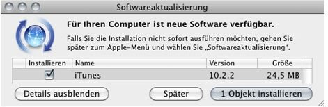 iTunes 10.2.2 - Updatemeldung