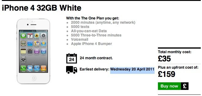 iPhone 4 in Weiß, Screenshot: ThreeUk
