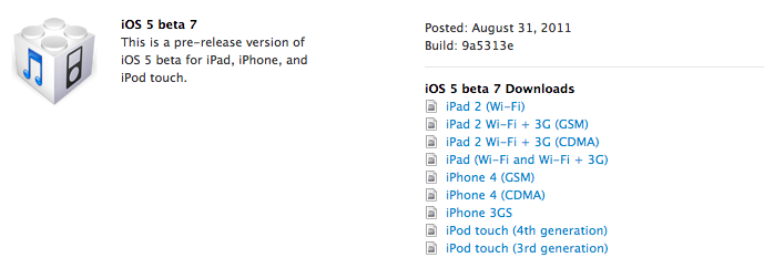 iOS 5 Beta 7 - Downloadlinks