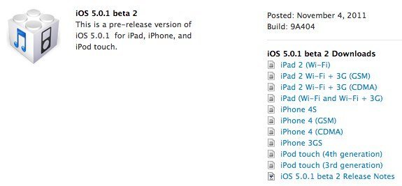 iOS 5.0.1 - Beta 2 Downloadlinks
