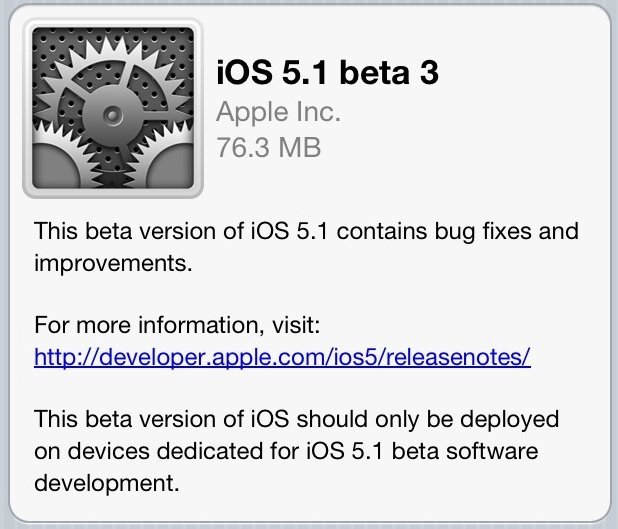 iOS 5.1 beta 3