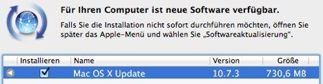 OS X 10.7.3 - Updatemeldung