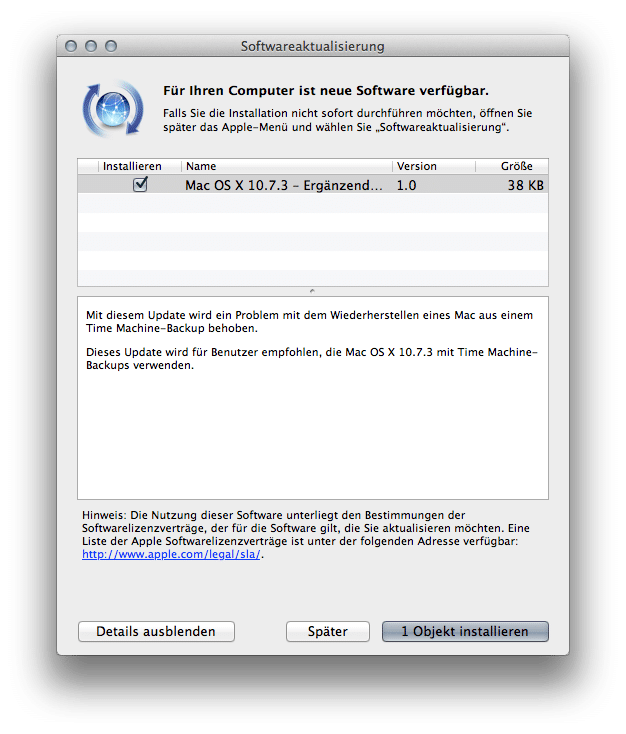 OS X 10.7.3: Ergänzendes Update