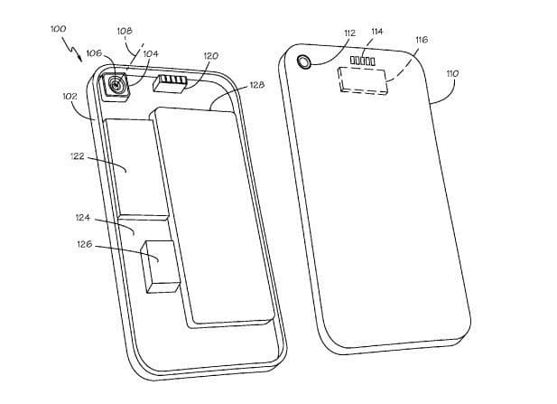 Apple Konzeptzeichnung zum Patent für ein rückseitig angebrachtes Foto-Zubehör an einem mobile Device wie dem iPhone