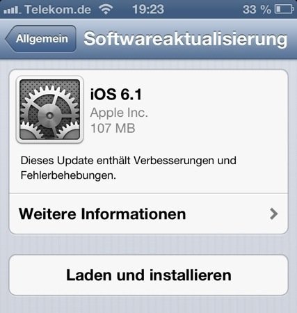 iOS 6.1 - Softwareaktualisierung