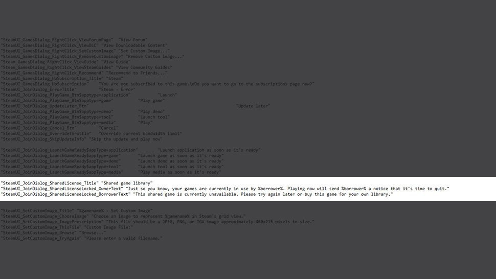 Quellcode, Steam-Beta zeigt Hinweis auf mögliche Verleih-Option