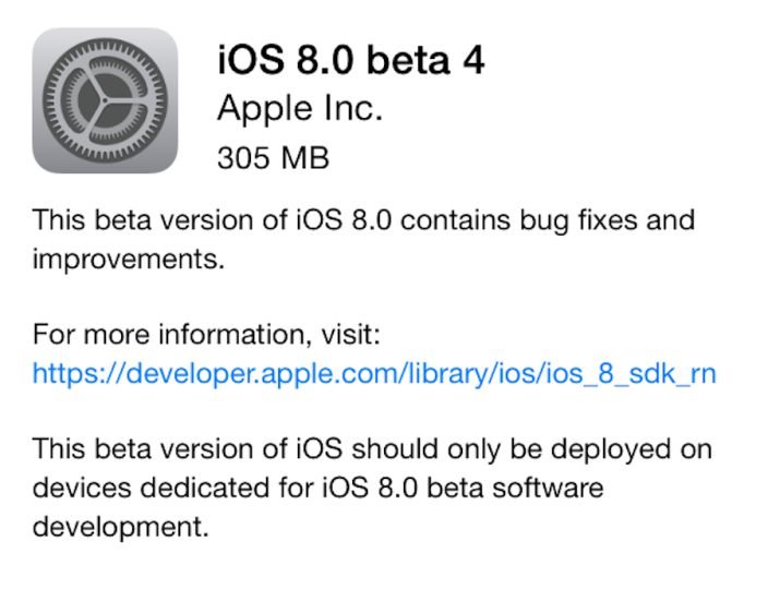 iOS 8 - Beta 4