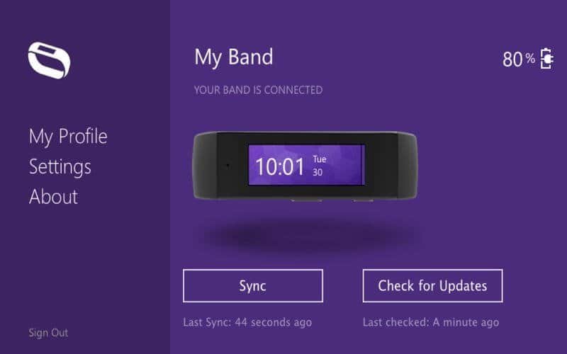 Microsoft Band Sync - Screenshot