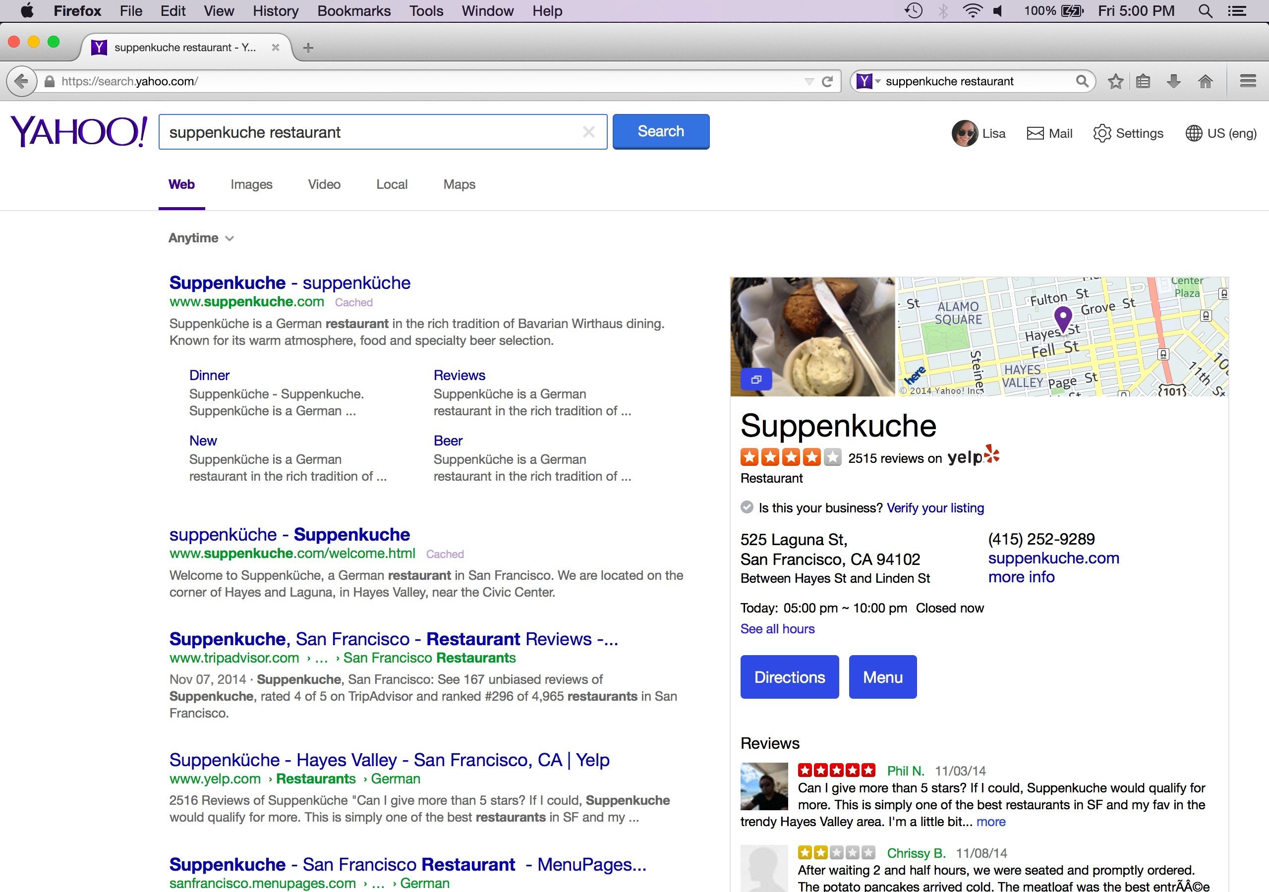 Yahoo - Firefox-Suchergebnis