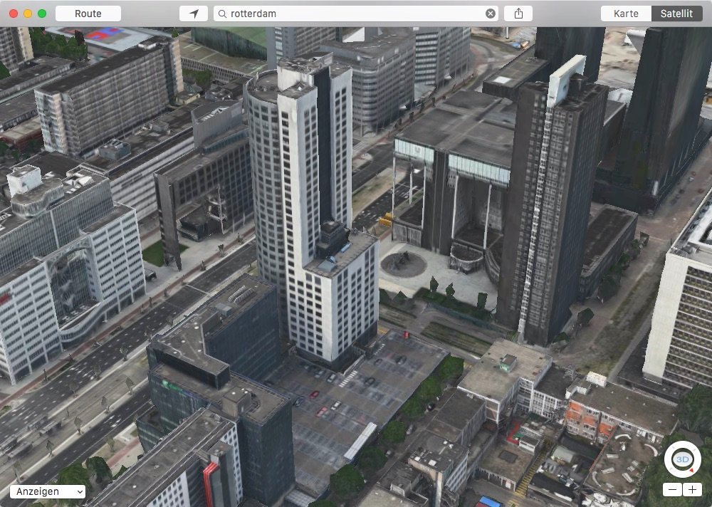 Apple Maps - Flyover-Ausschnitt Rotterdam