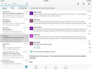 Microsoft Outlook - iPad-Screenshot