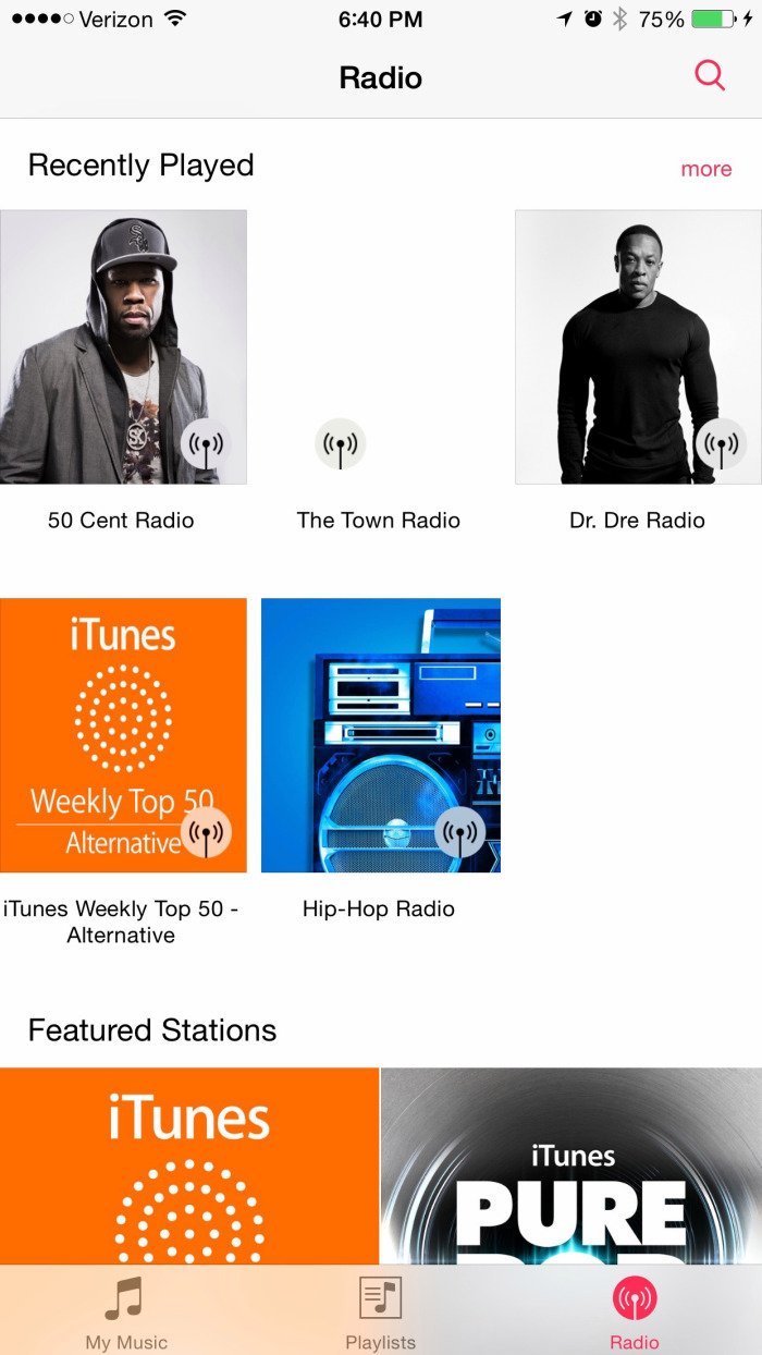 iOS 8.4 - Screenshot iTunes Radio