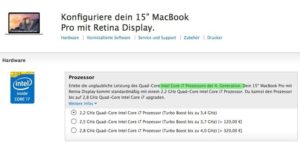 MacBook Pro Retina - Konfiguration 15-Zoll-Modell
