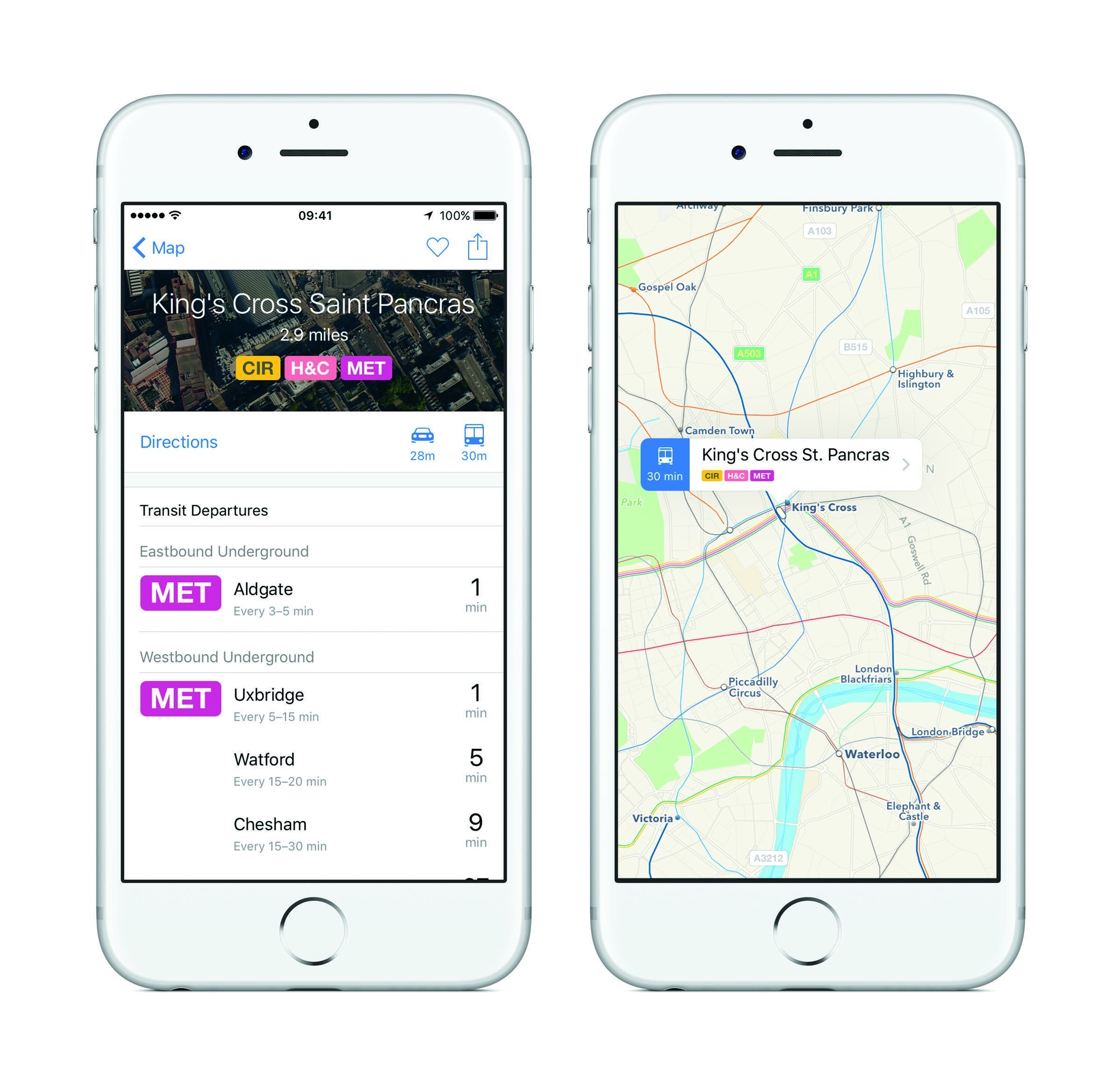 iOS 9 - Transit-Daten London