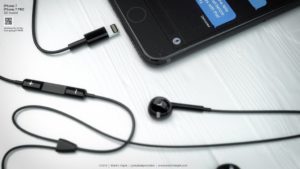 iPhone 7 und EarPods in Schwarz, Rendergrafik, Bild: Martin Hajek