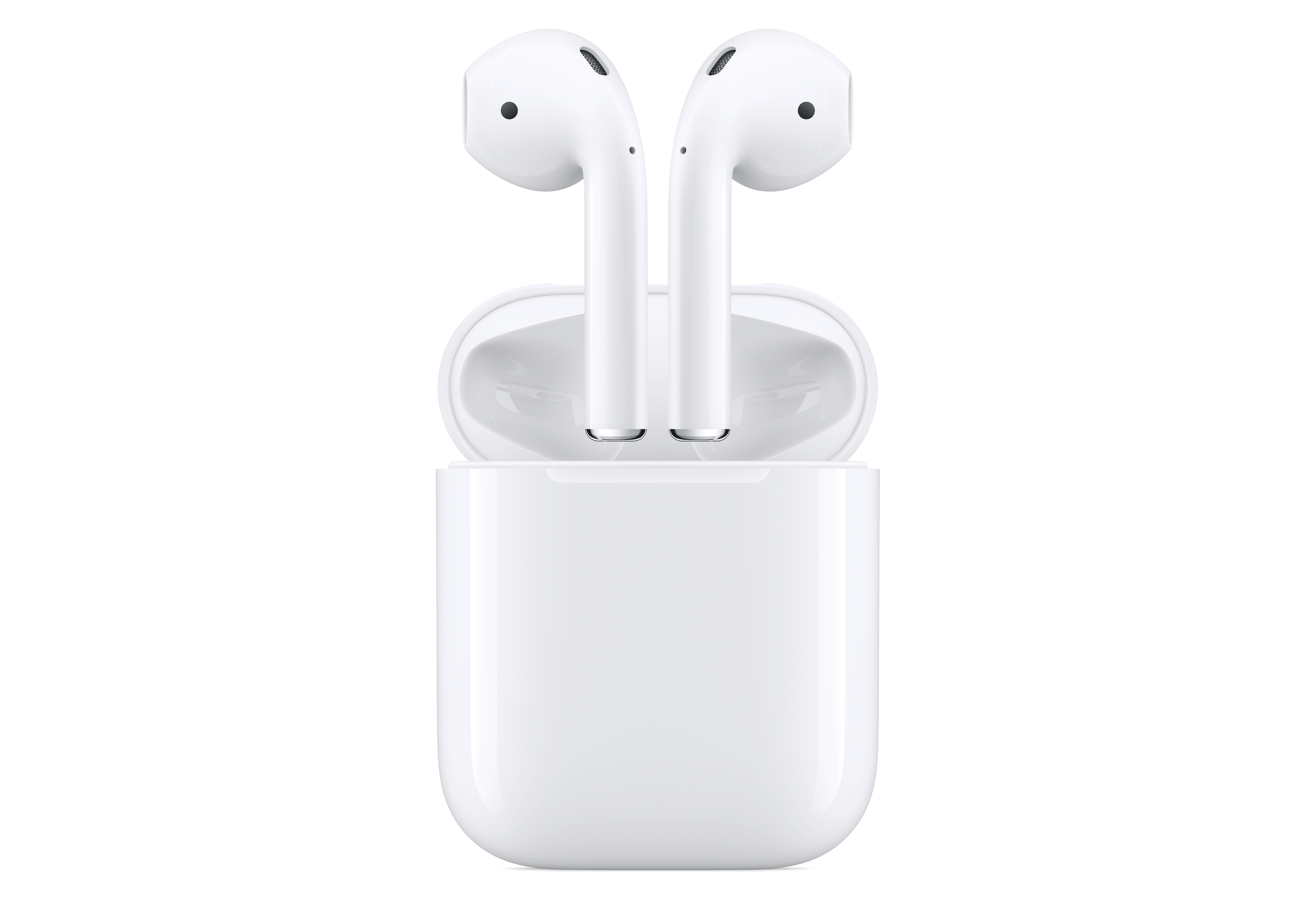 AirPods mit Case (geöffnet), Bild: Apple
