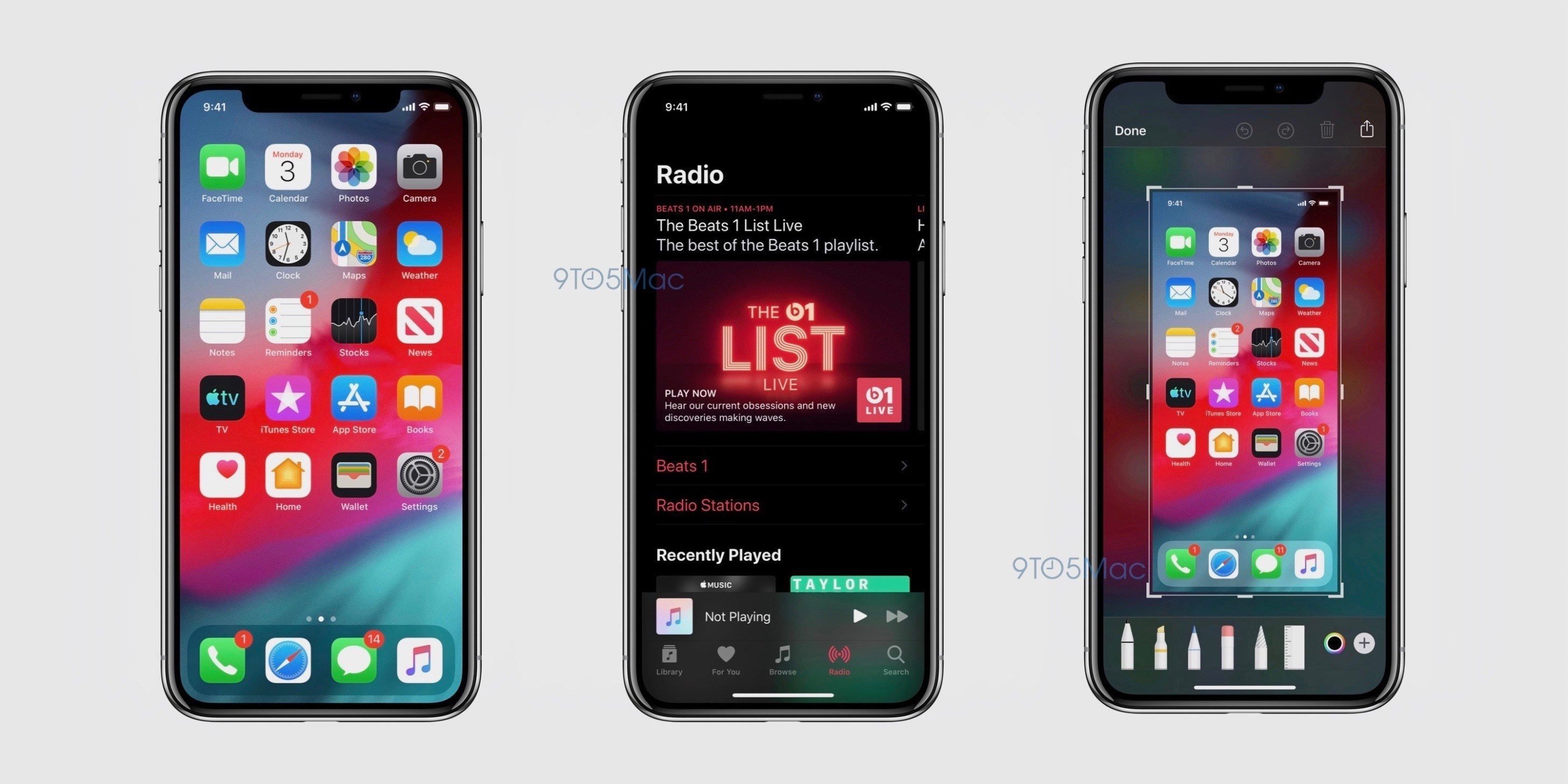 iOS 13 Dark-Mode - Screenshot / 9to5Mac