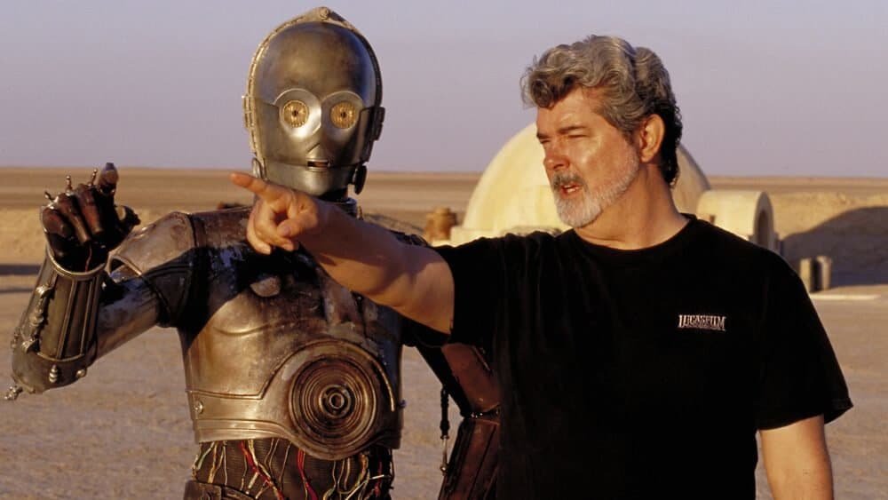Der junge George Lucas am Set von Star Wars
