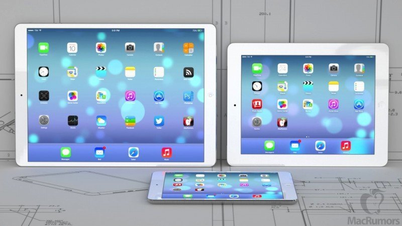 Im Vergleich: iPad mini, iPad und iPad 13 Zoll, Bild: Macrumors