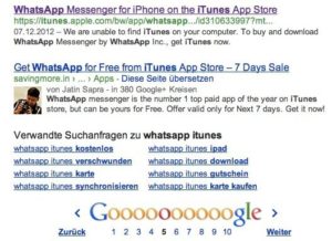 Google-Suche nach "Whatsapp iTunes"