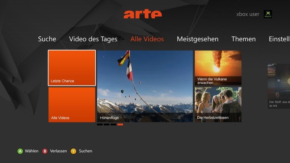 ARTE+7 auf der Xbox 360