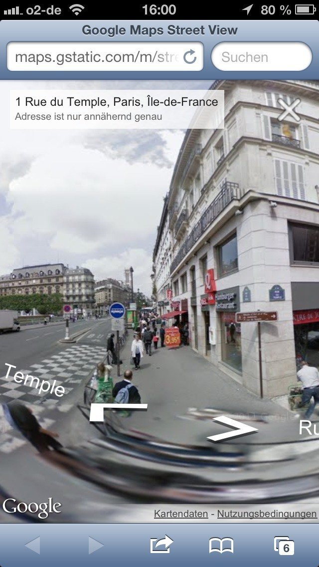 Rue du Temple, Paris, Street View via Google Maps, Foto: Google