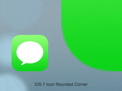 Animiertes Gif - Vergleich normal abgerundete Ecken und diejenigen von iOS-7-App-Icons