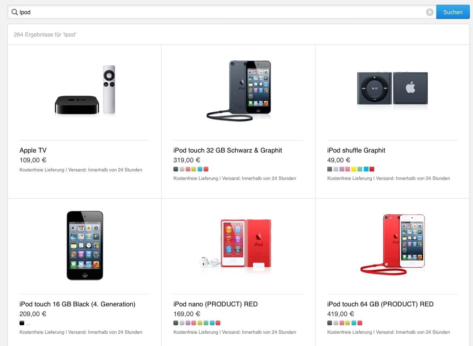 Apple-Online-Store: Neue Suchergebnis-Anzeige