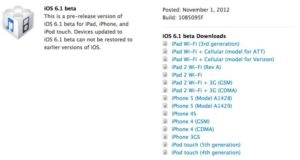 iOS 6.1 beta für Entwickler veröffentlicht