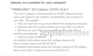 Vorabversion von OS X 10.8.5 Mountain Lion. Bild: AppleInsider
