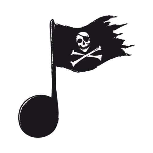 Note mit Piratenflagge