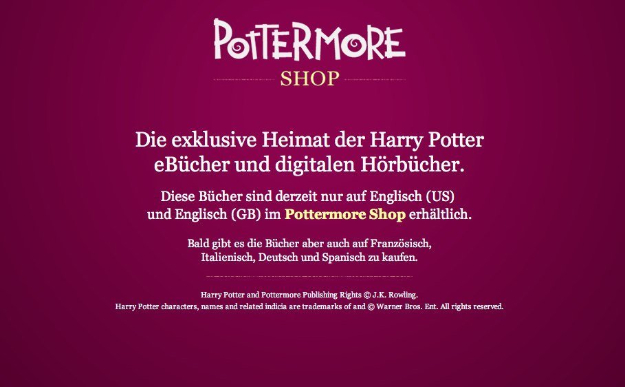 Pottermore noch nicht in deutsch