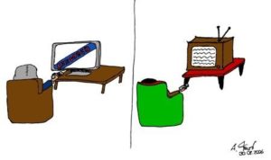 Karikatur zur Zensur-Debatte George Bush vs. Ahmadinedschad (2006), Alexander Trust